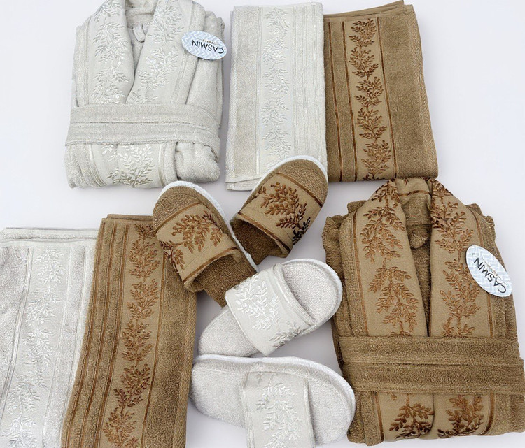 سرویس جهیزیه عروس حوله۱۰تیکه دورو نخ با جذب اب فوق العاده